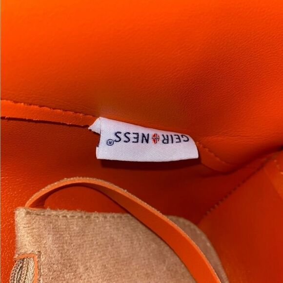 Laila GEIR NESS Suede Beige Orange Bucket Shoulder Bag With Coin Purse + Belt - Picture 10 of 13